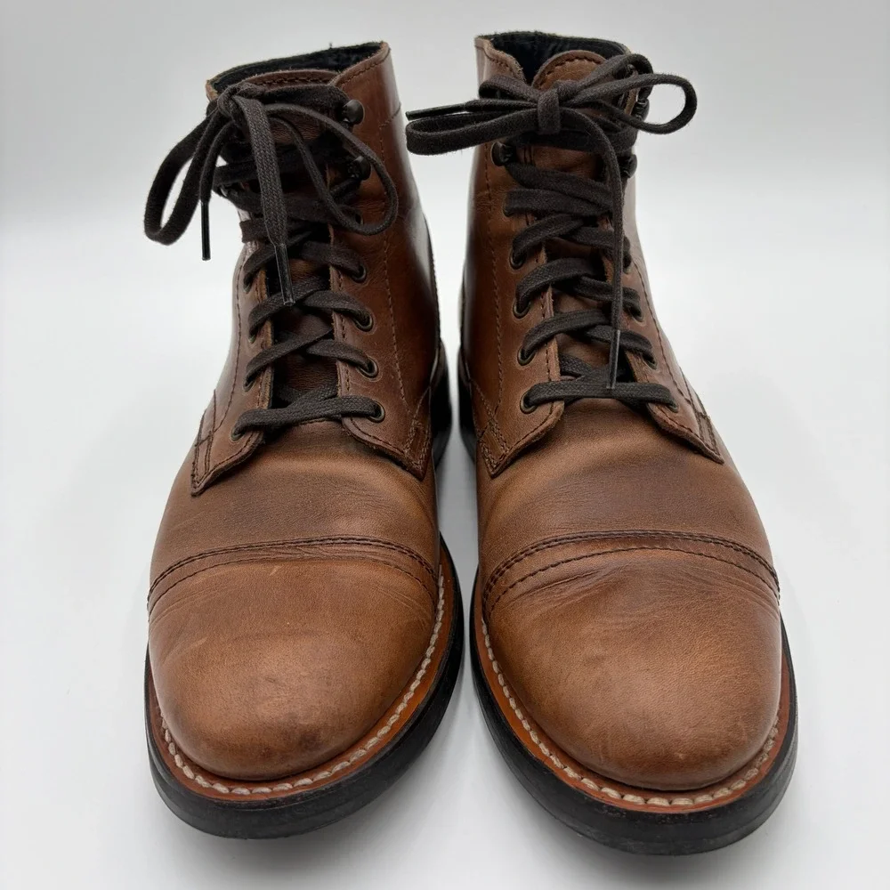 Thursday Boot Co Captain Brandy Leather Cap Toe Lace Up Boots Mens 8.5